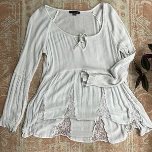 Peekaboo Lace CottageCore Peasant Top